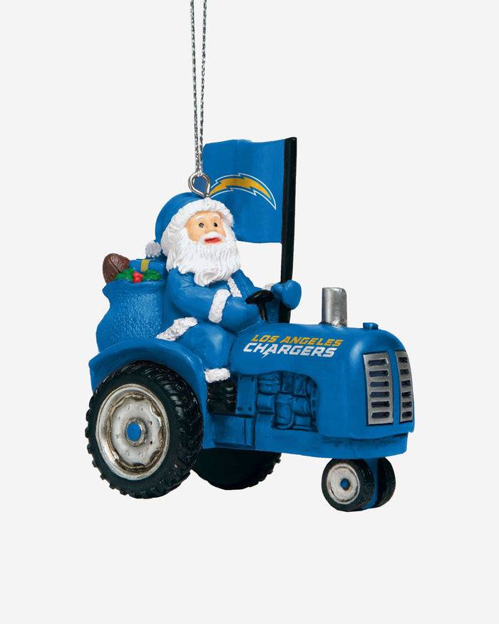 Los Angeles Chargers Santa Riding Tractor Ornament Foco - FOCO.com