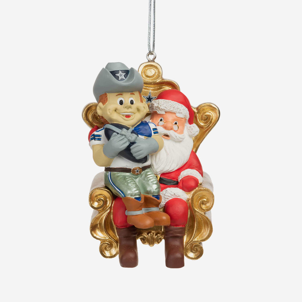 Rowdy Dallas Cowboys Mascot On Santa's Lap Ornament FOCO - FOCO.com