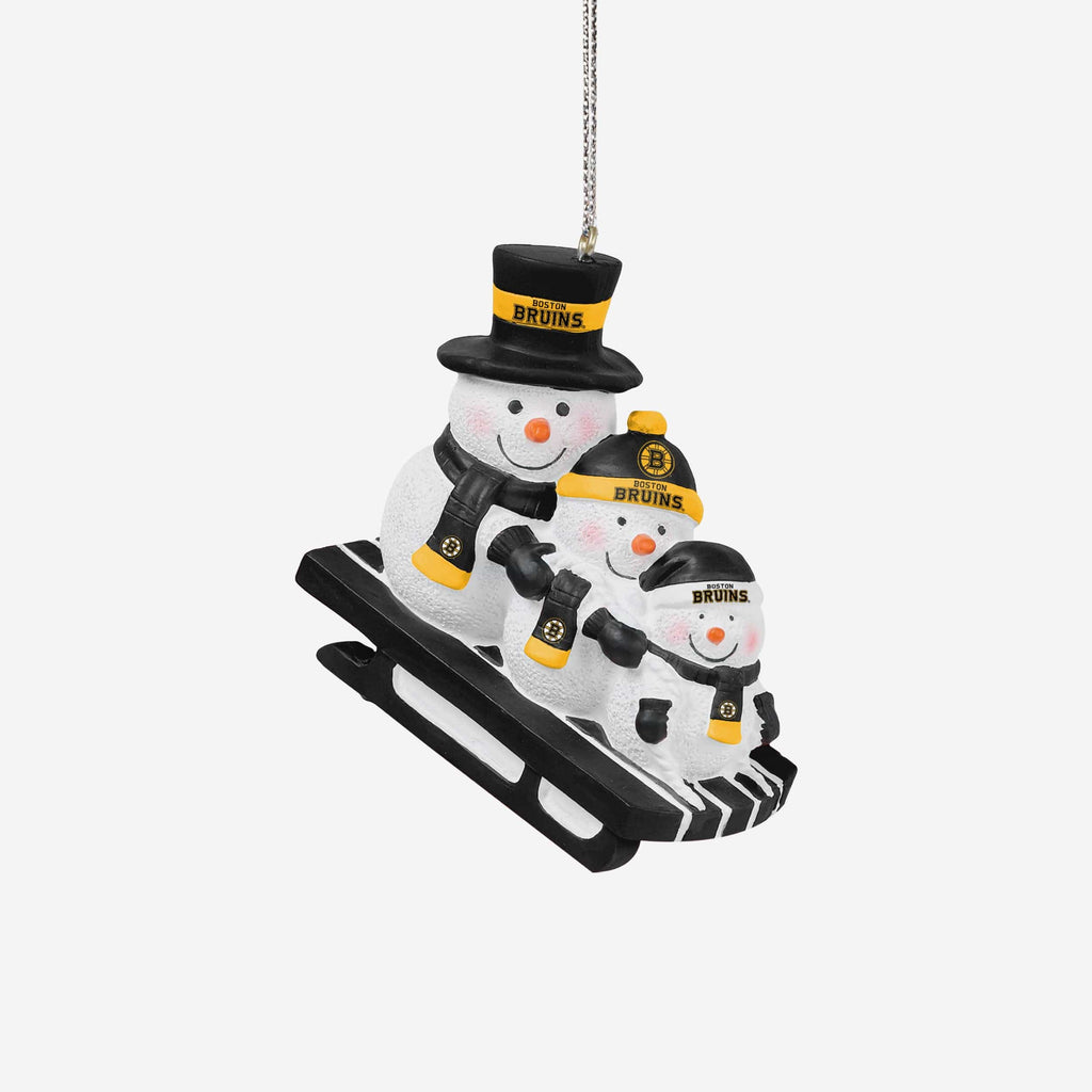 Boston Bruins Sledding Snowmen Ornament FOCO - FOCO.com