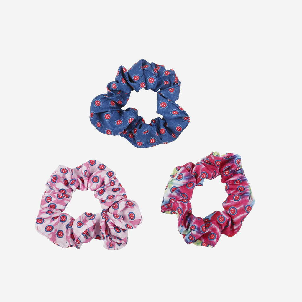 Chicago Cubs Mini Print 3 Pack Scrunchies FOCO - FOCO.com