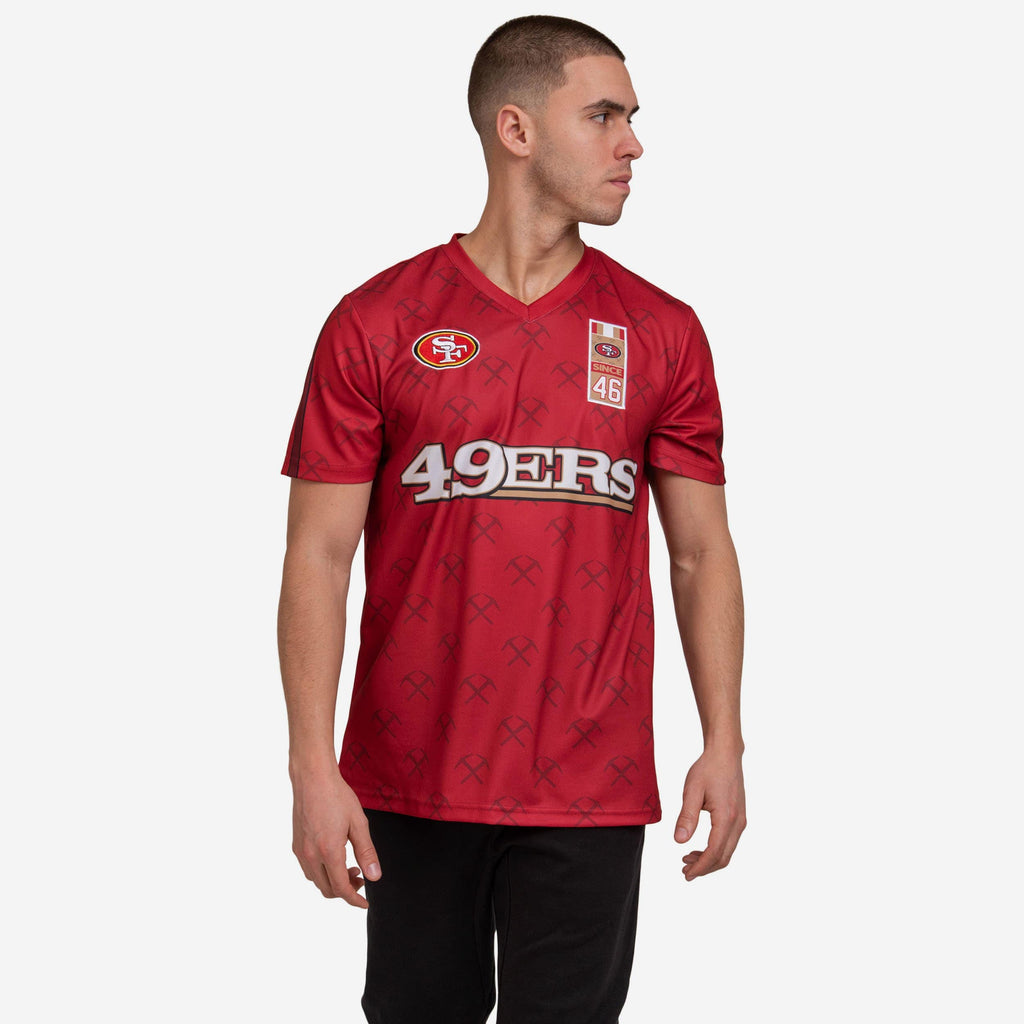 San Francisco 49ers Short Sleeve Soccer Style Jersey FOCO S - FOCO.com