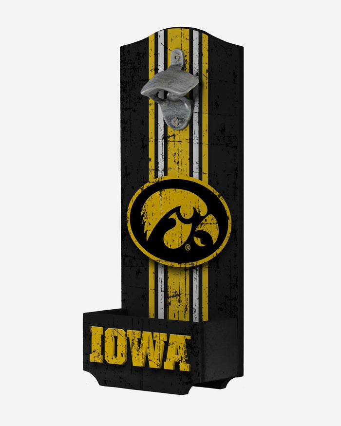 Iowa Hawkeyes Wooden Bottle Cap Opener Sign FOCO - FOCO.com