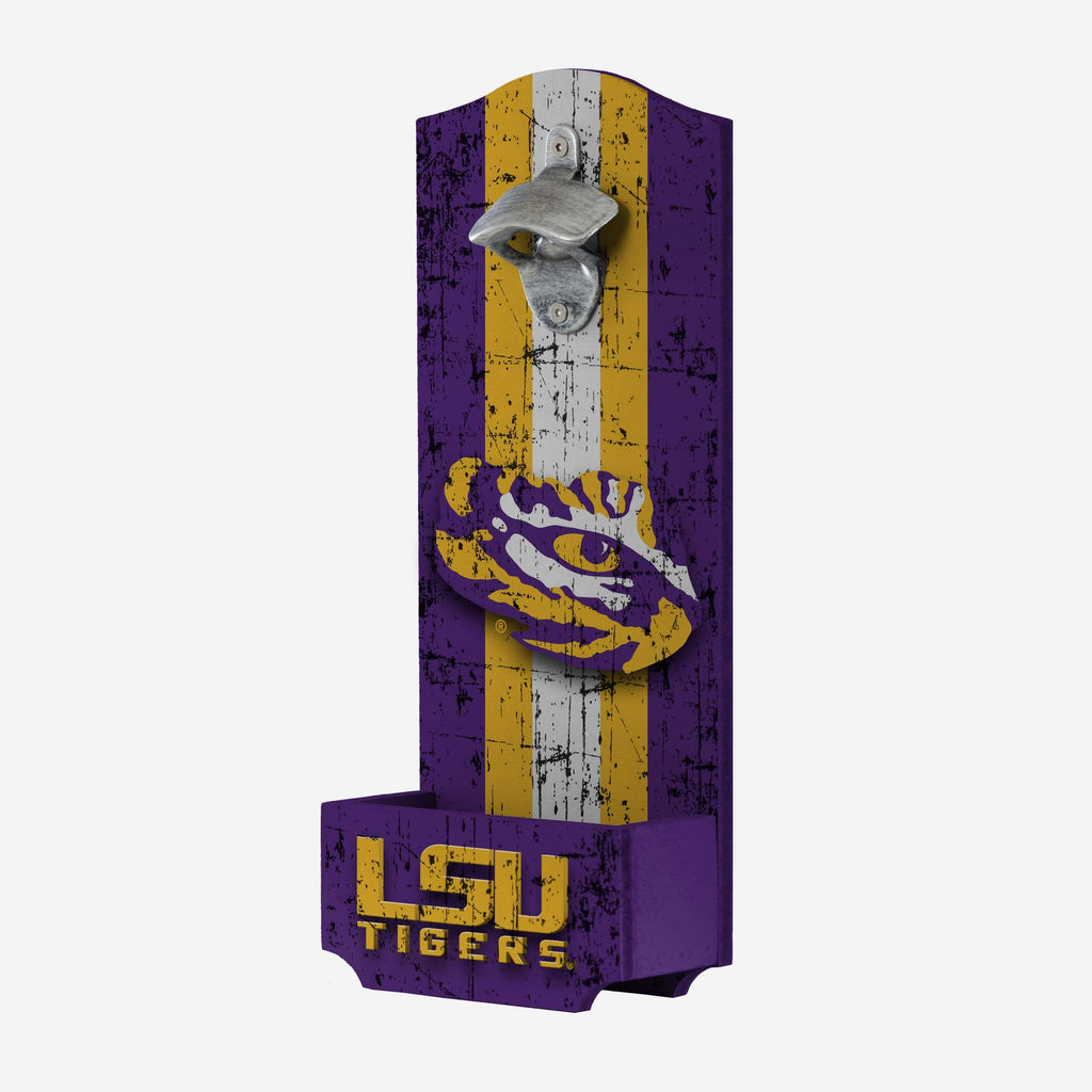 LSU Tigers Wooden Bottle Cap Opener Sign FOCO - FOCO.com