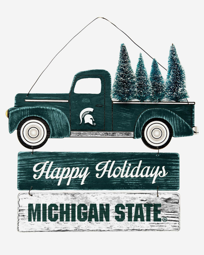 Michigan State Spartans Wooden Truck With Tree Sign FOCO - FOCO.com