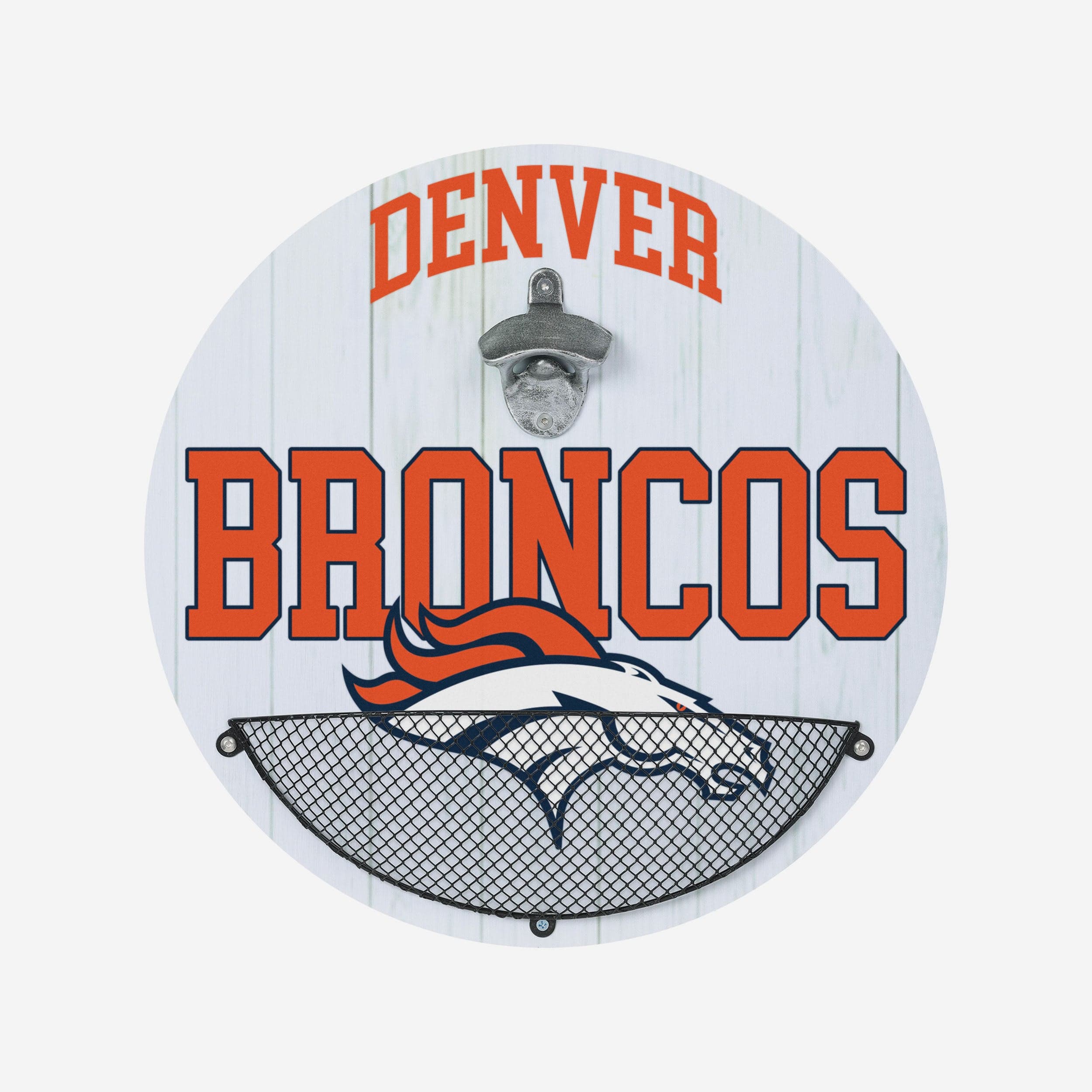 : 13” Denver Broncos Jumbo Metal Distressed Bottle Cap