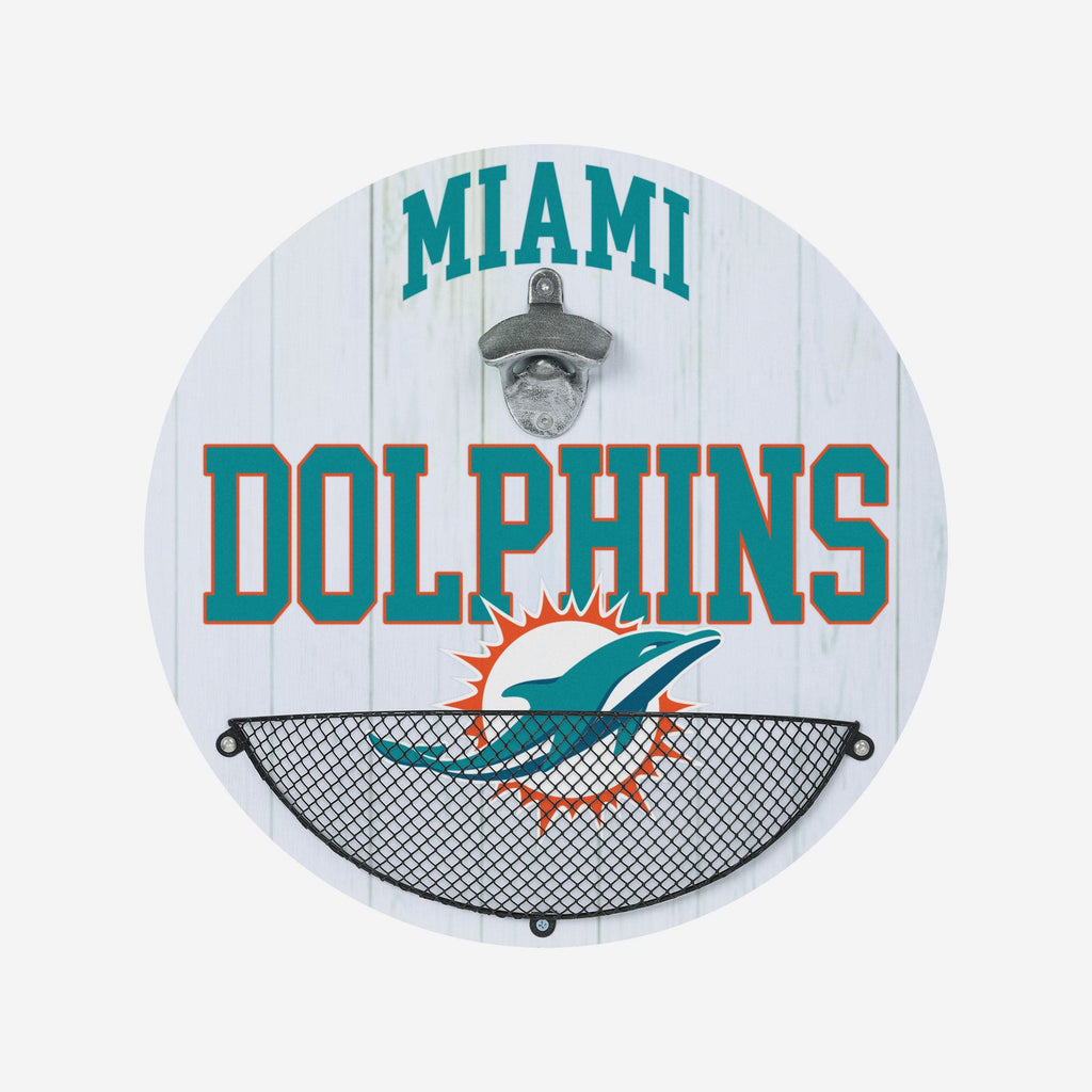 Miami Dolphins Bottle Opener Cap Catcher Wall Sign FOCO - FOCO.com