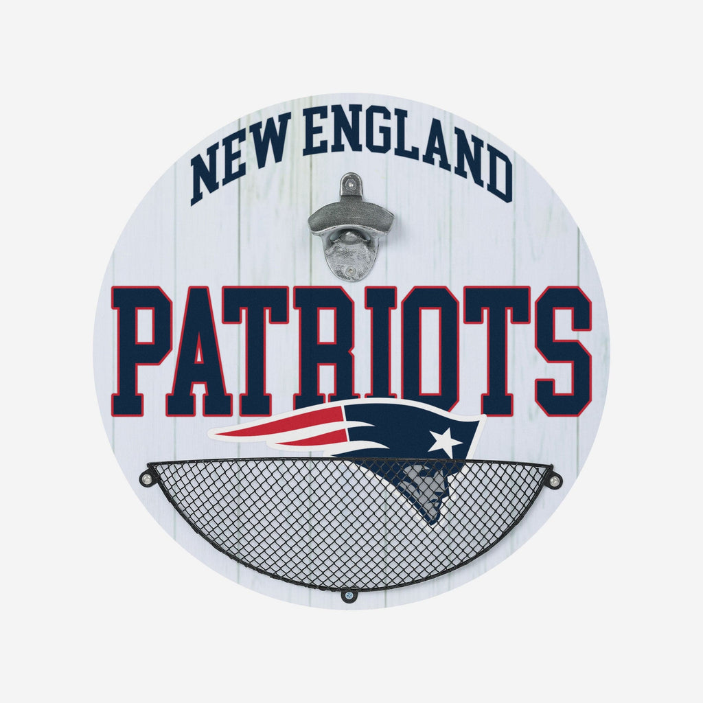 New England Patriots Bottle Opener Cap Catcher Wall Sign FOCO - FOCO.com