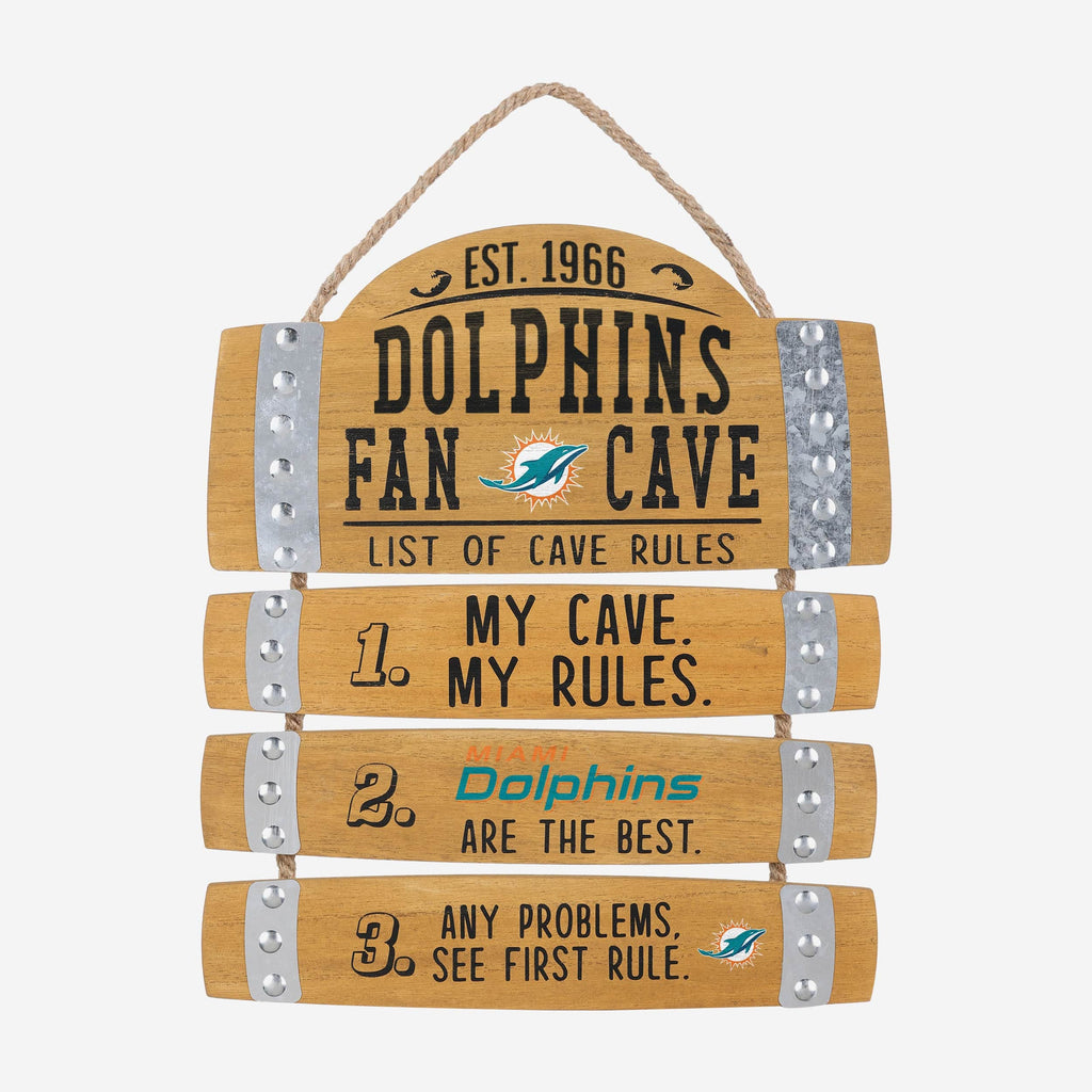 Miami Dolphins Barrel Slat Mancave Sign FOCO - FOCO.com