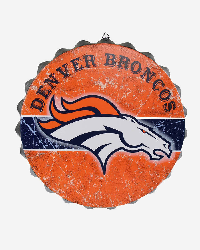 Denver Broncos Metal Distressed Bottle Cap Sign FOCO - FOCO.com