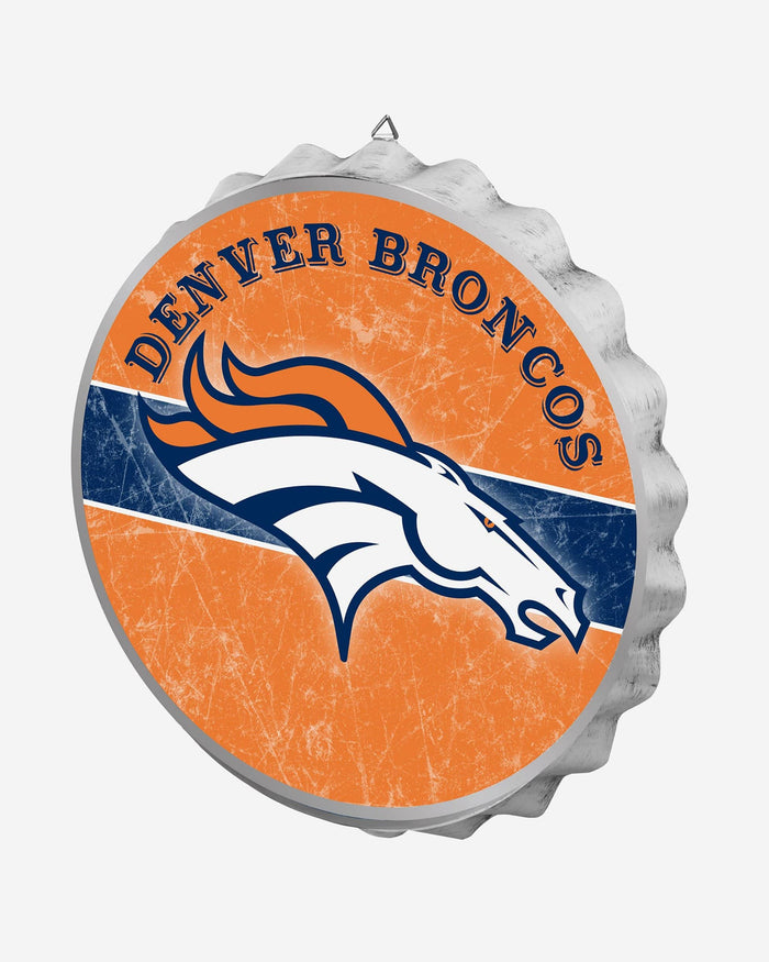 Denver Broncos Metal Distressed Bottle Cap Sign FOCO - FOCO.com