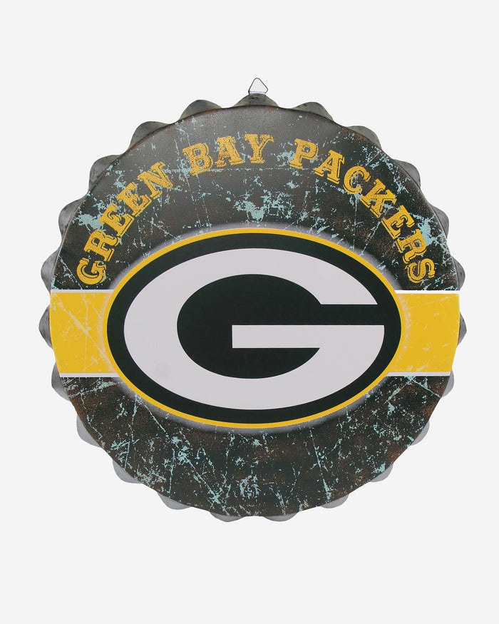 Green Bay Packers Metal Distressed Bottle Cap Sign FOCO - FOCO.com