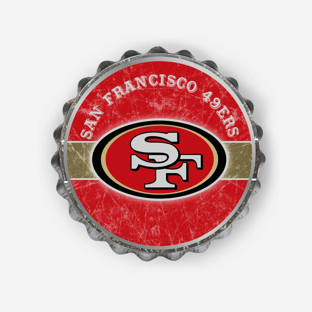 San Francisco 49ers Metal Distressed Bottle Cap Sign FOCO - FOCO.com