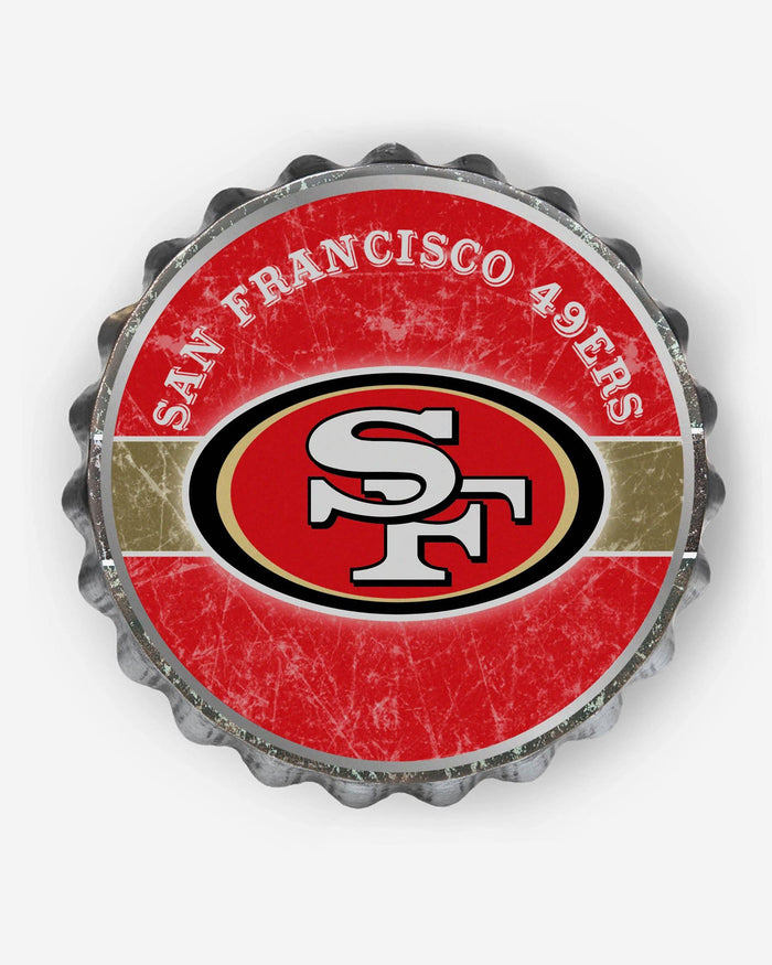 San Francisco 49ers Metal Distressed Bottle Cap Sign FOCO - FOCO.com