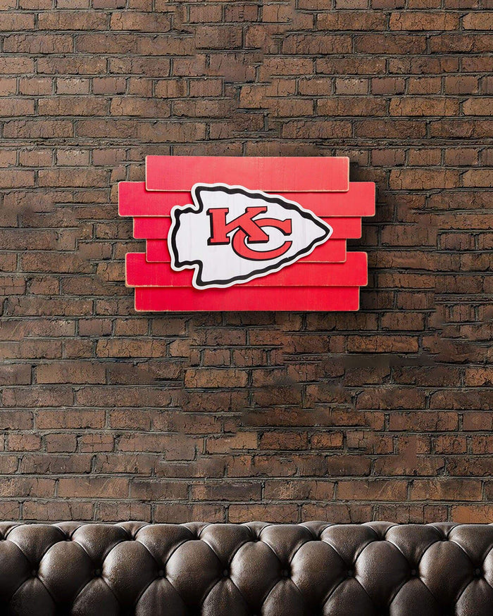 Kansas City Chiefs Staggered Wood Logo Sign FOCO - FOCO.com