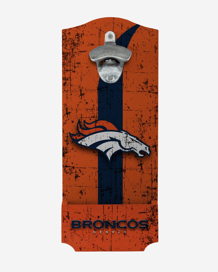 Denver Broncos Wooden Bottle Cap Opener Sign FOCO - FOCO.com