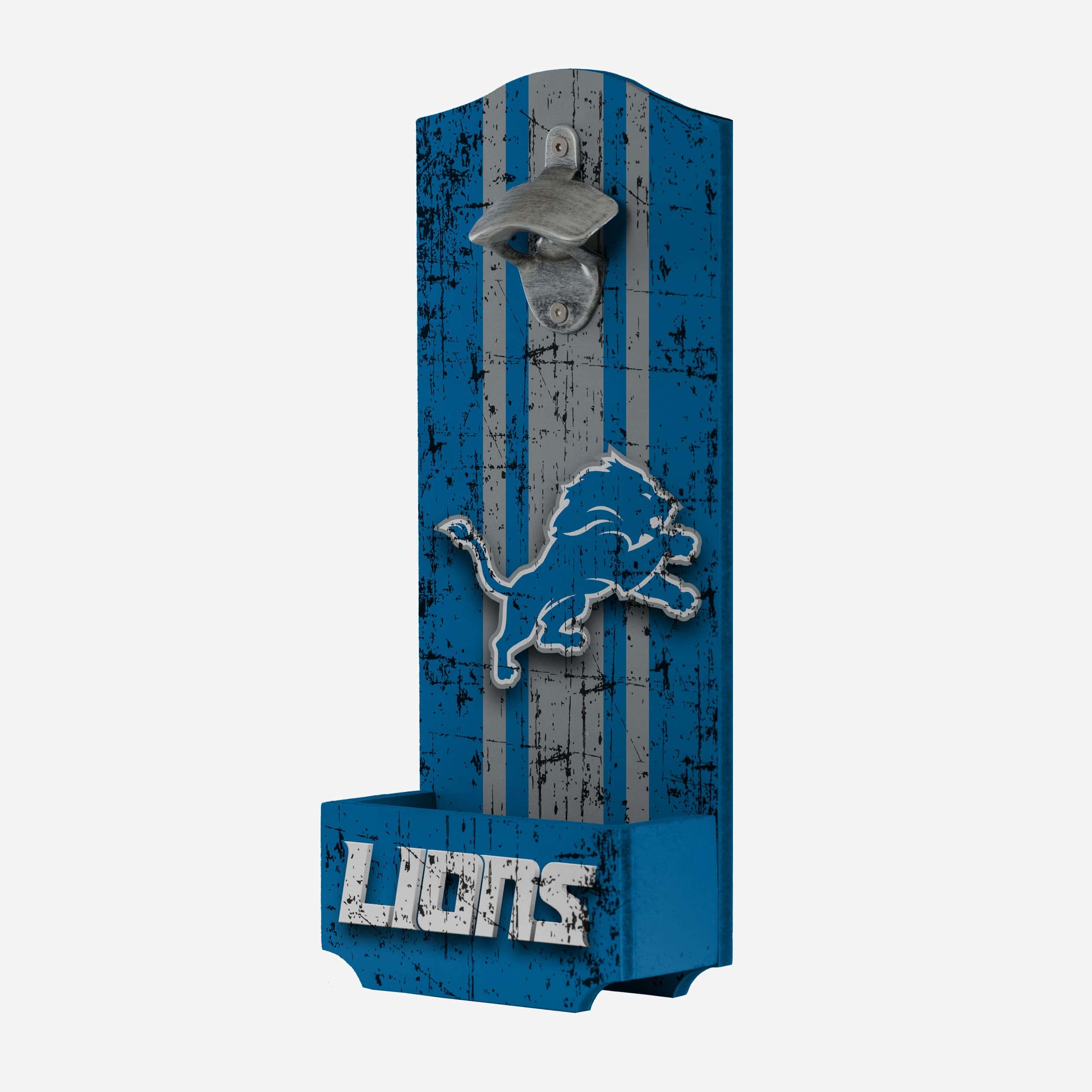 Detroit Lions NFL Wooden Bottle Cap Opener Sign