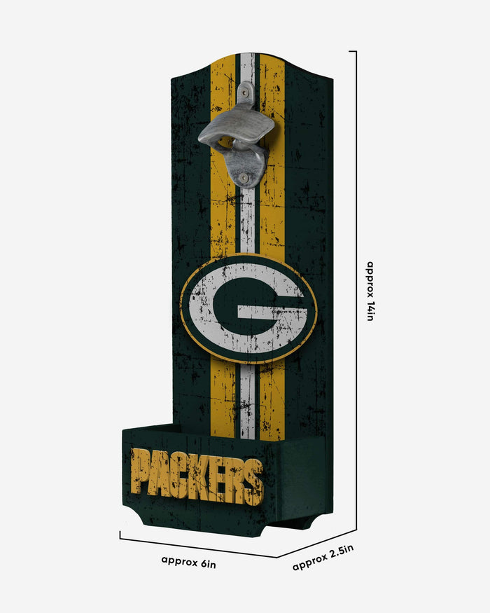 Green Bay Packers Wooden Bottle Cap Opener Sign FOCO - FOCO.com