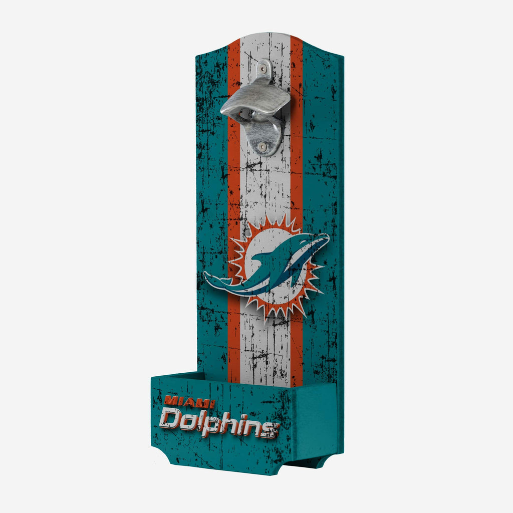 Miami Dolphins Wooden Bottle Cap Opener Sign FOCO - FOCO.com