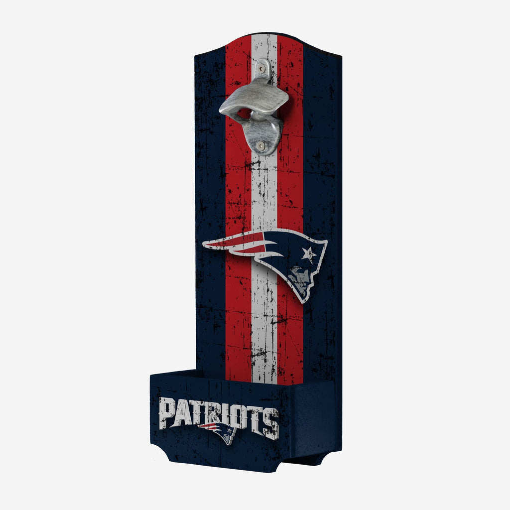 New England Patriots Wooden Bottle Cap Opener Sign FOCO - FOCO.com