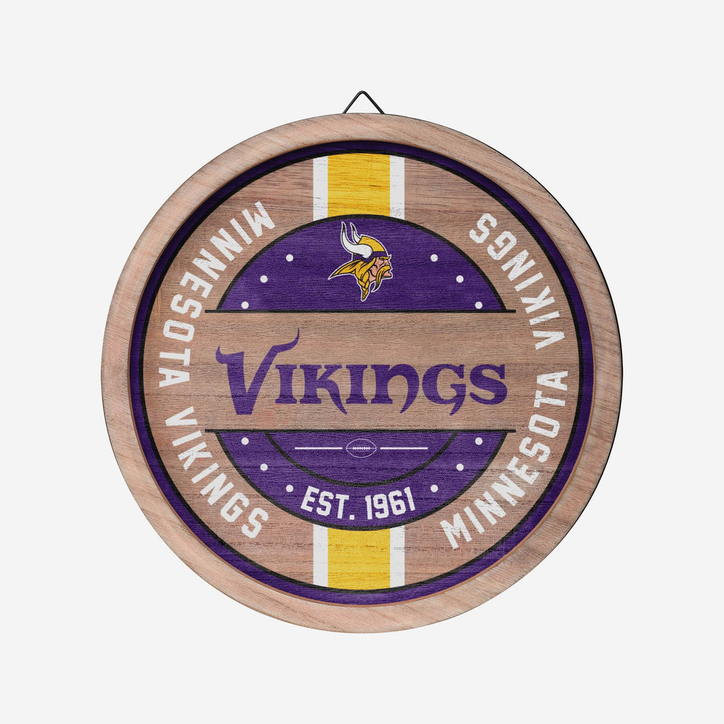 Minnesota Vikings Wooden Barrel Sign FOCO - FOCO.com