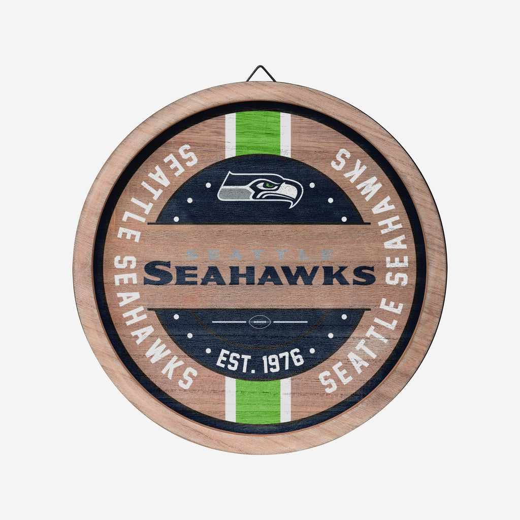 Seattle Seahawks Wooden Barrel Sign FOCO - FOCO.com