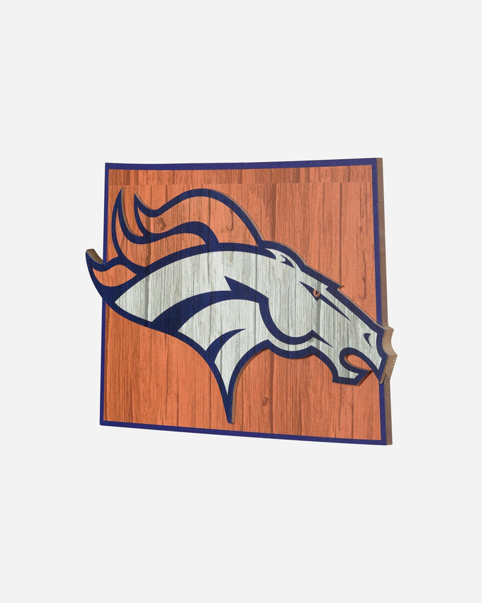 Denver Broncos Wood State Sign FOCO - FOCO.com