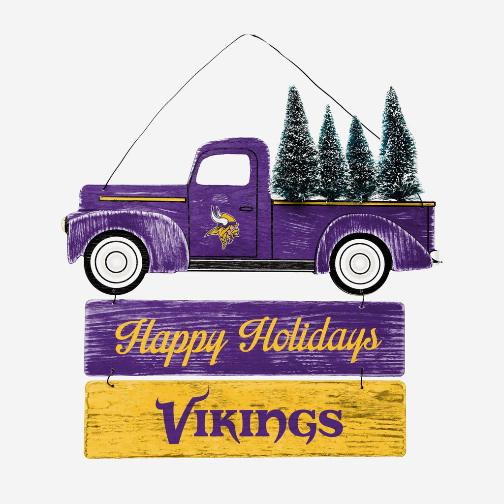 Minnesota Vikings Wooden Truck With Tree Sign FOCO - FOCO.com