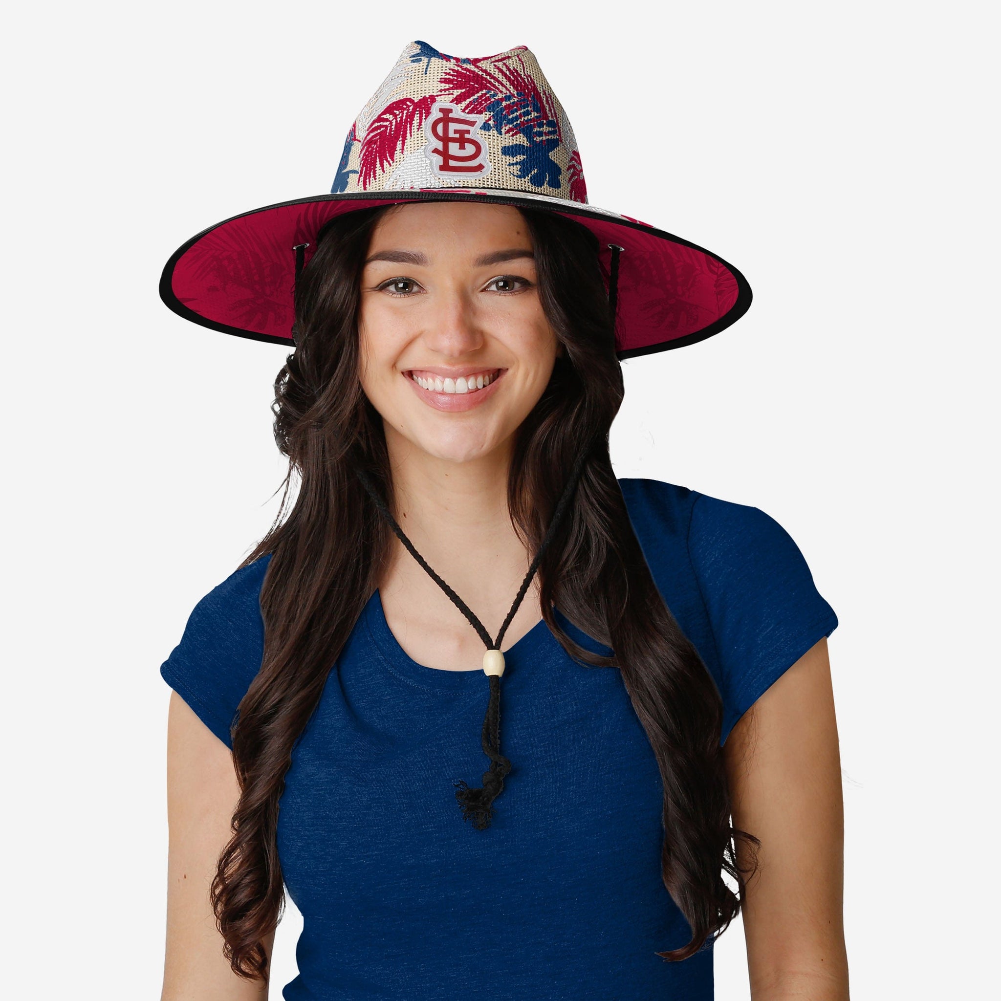 St Louis Cardinals Floral Printed Straw Hat