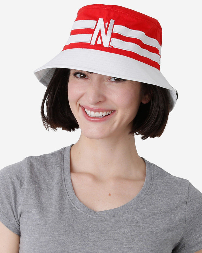 Nebraska Cornhuskers Team Stripe Bucket Hat FOCO - FOCO.com