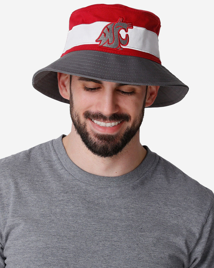 Washington State Cougars Team Stripe Bucket Hat FOCO - FOCO.com