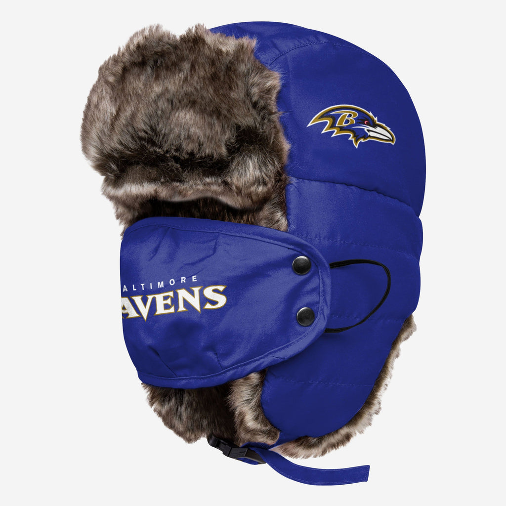 Baltimore Ravens Big Logo Trapper Hat With Face Cover FOCO - FOCO.com