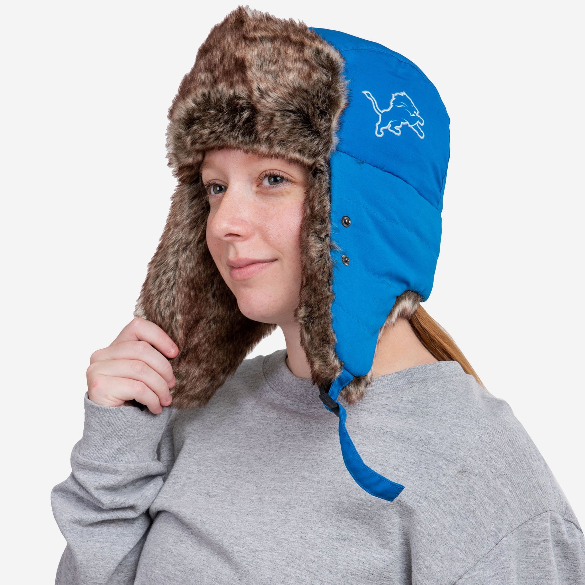 Detroit Lions Big Logo Trapper Hat With Face Cover FOCO