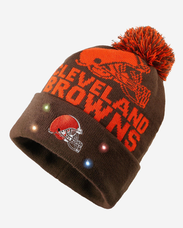 Cleveland Browns Cropped Logo Light Up Knit Beanie FOCO - FOCO.com