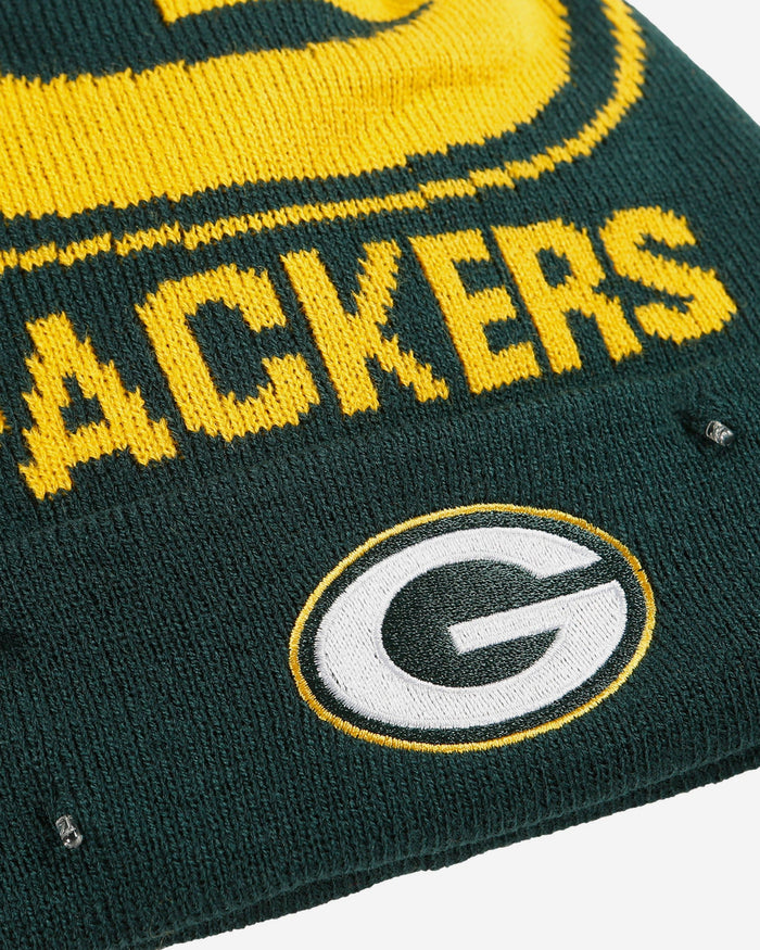 Green Bay Packers Cropped Logo Light Up Knit Beanie FOCO - FOCO.com