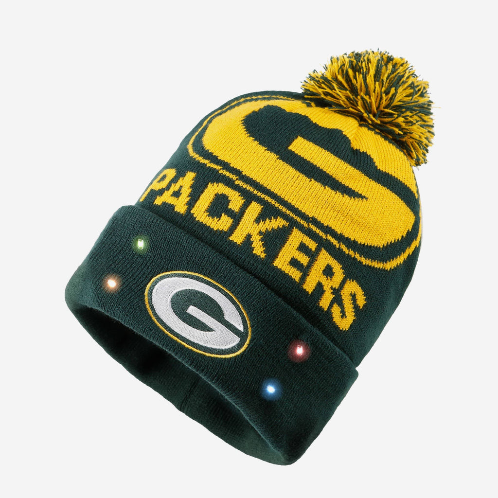 Green Bay Packers Cropped Logo Light Up Knit Beanie FOCO - FOCO.com