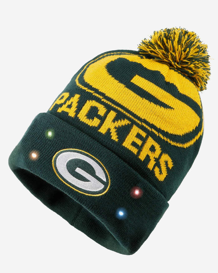 Green Bay Packers Cropped Logo Light Up Knit Beanie FOCO - FOCO.com