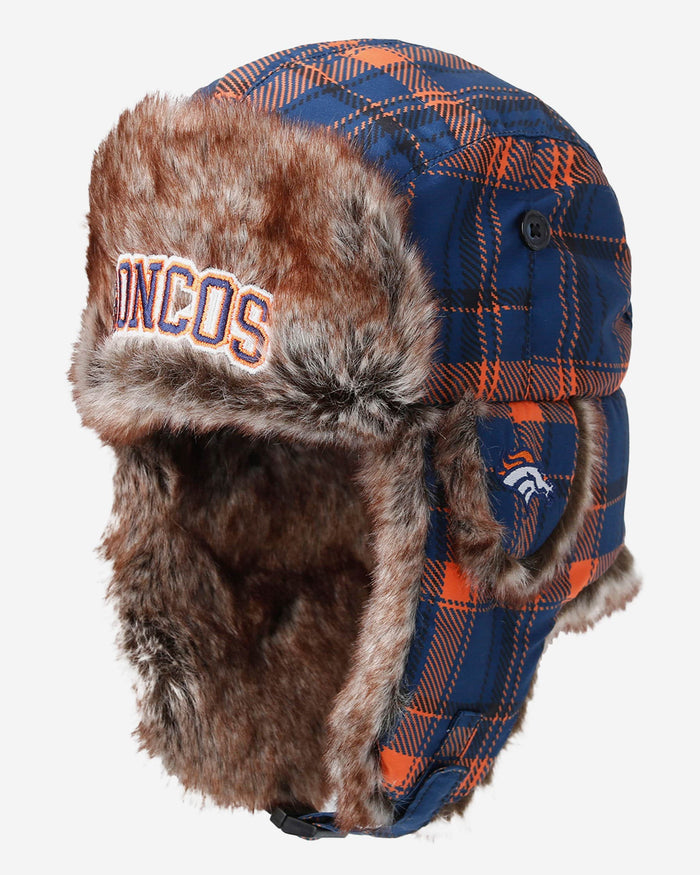 Denver Broncos NFL Wordmark Flannel Trapper Hat FOCO - FOCO.com