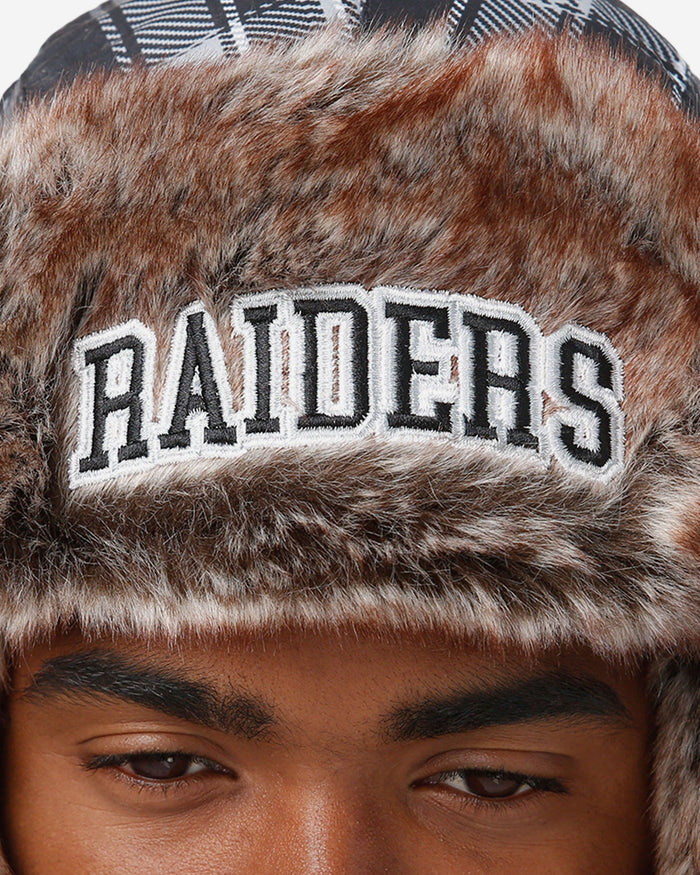 Las Vegas Raiders NFL Wordmark Flannel Trapper Hat FOCO - FOCO.com