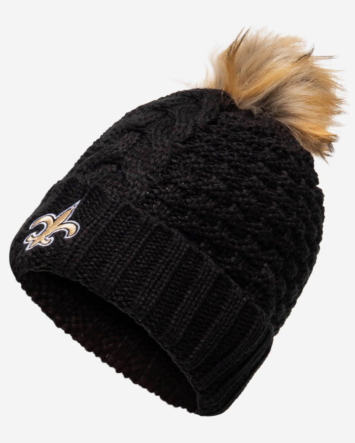 New Orleans Saints Womens Faux Fur Pom Beanie FOCO - FOCO.com