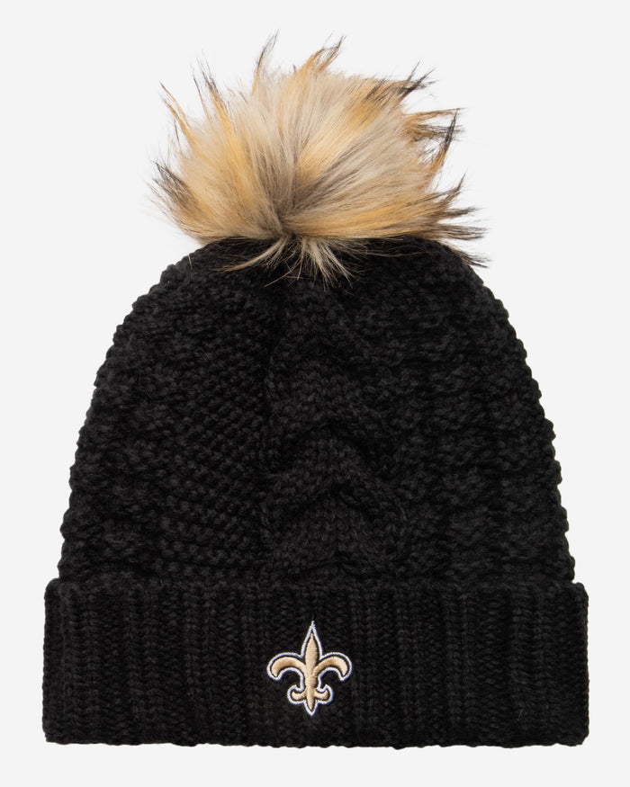 New Orleans Saints Womens Faux Fur Pom Beanie FOCO - FOCO.com