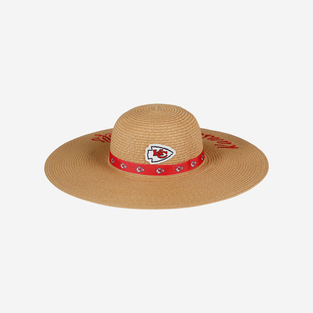 Kansas City Chiefs Womens Wordmark Beach Straw Hat FOCO - FOCO.com