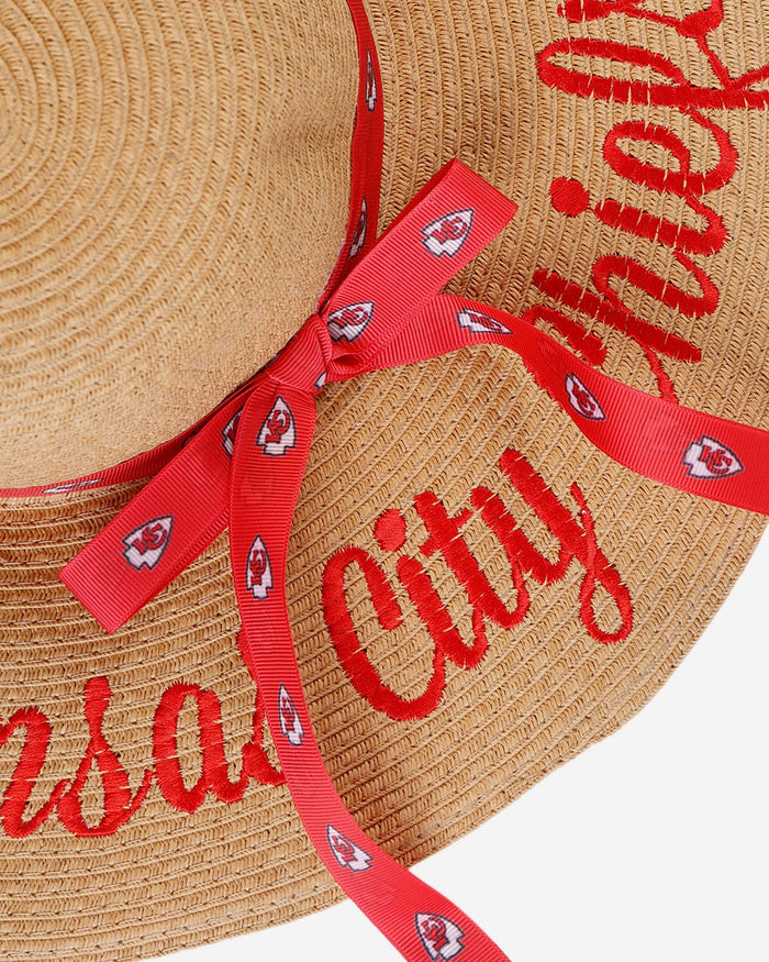 Kansas City Chiefs Womens Wordmark Beach Straw Hat FOCO - FOCO.com