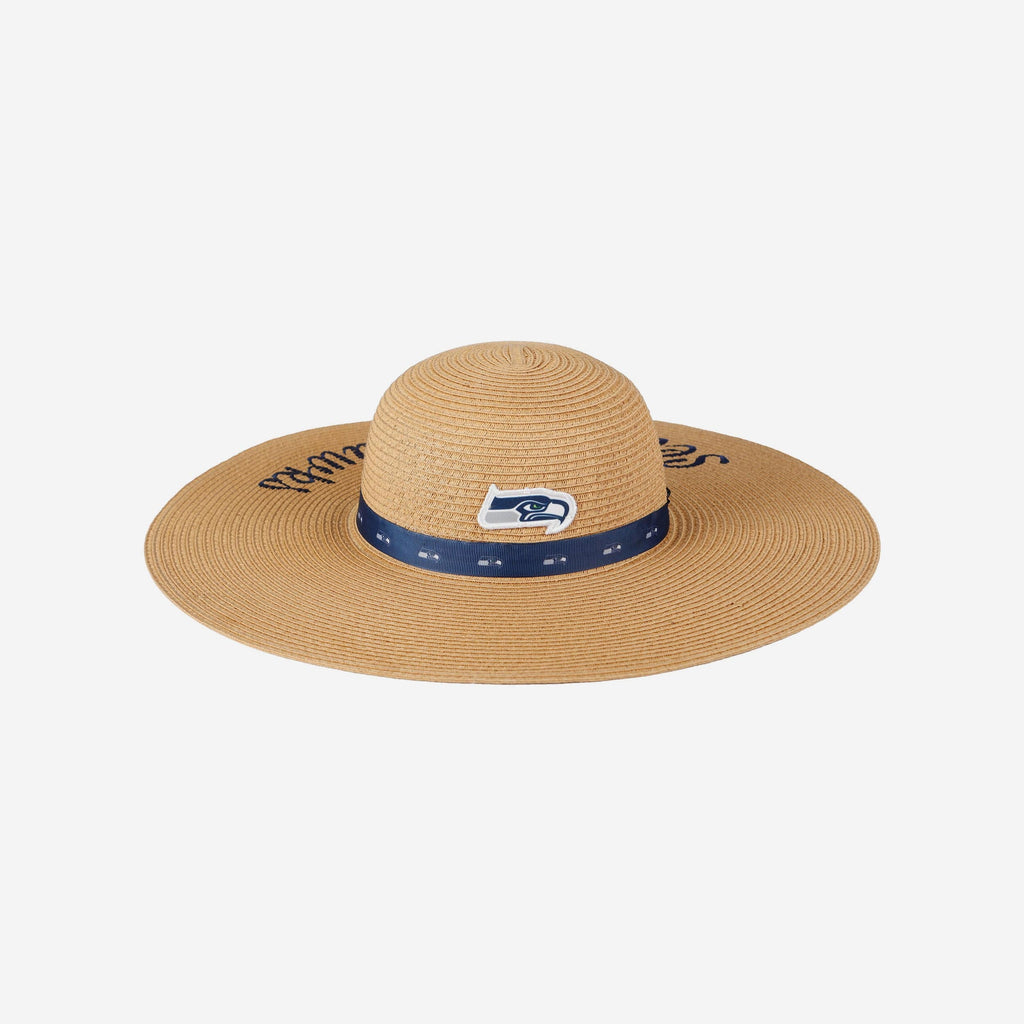 Seattle Seahawks Womens Wordmark Beach Straw Hat FOCO - FOCO.com