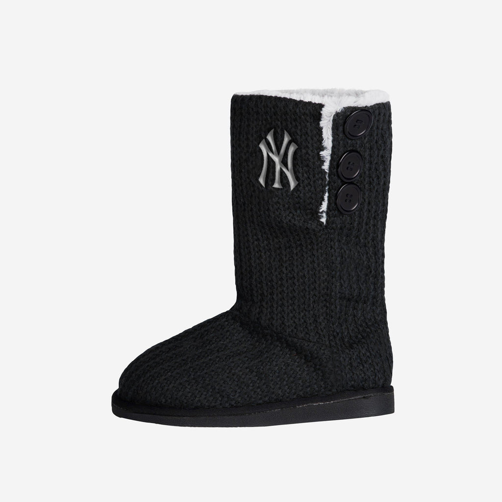 New York Yankees Knit High End Button Boot Slipper FOCO - FOCO.com