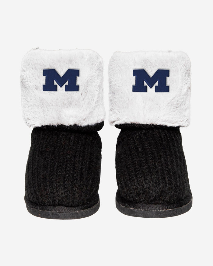 Michigan Wolverines Knit High End Button Boot Slipper FOCO - FOCO.com