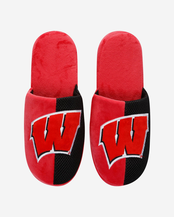 Wisconsin Badgers Team Logo Staycation Slipper FOCO - FOCO.com