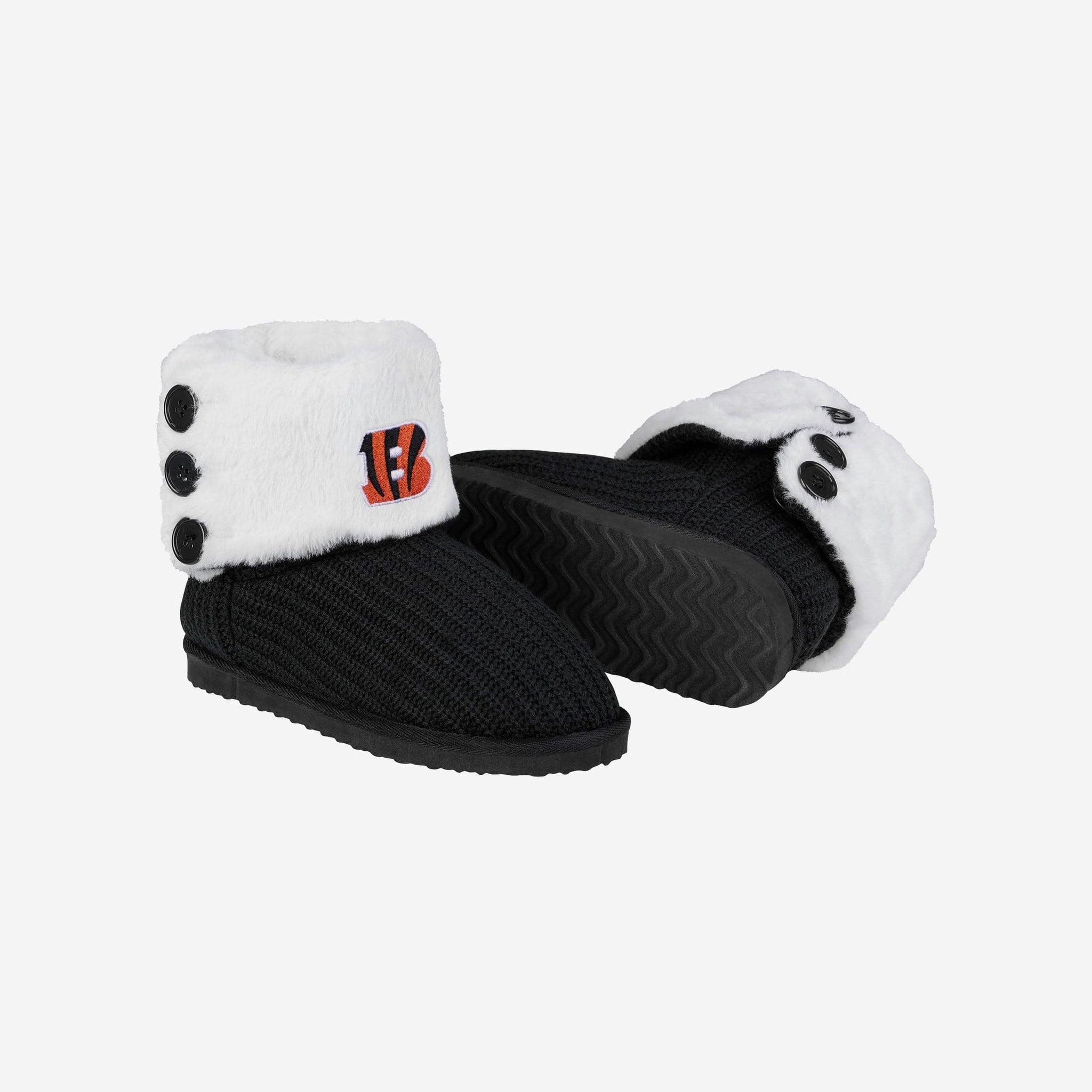 Cincinnati Bengals Knit High End Button Boot Slipper FOCO