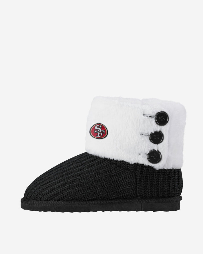 San Francisco 49ers Knit High End Button Boot Slipper FOCO - FOCO.com