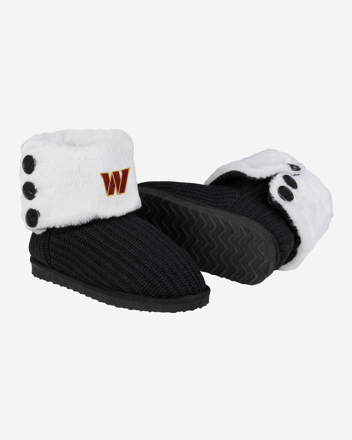 Washington Commanders Womens Knit High End Button Boot Slipper FOCO - FOCO.com