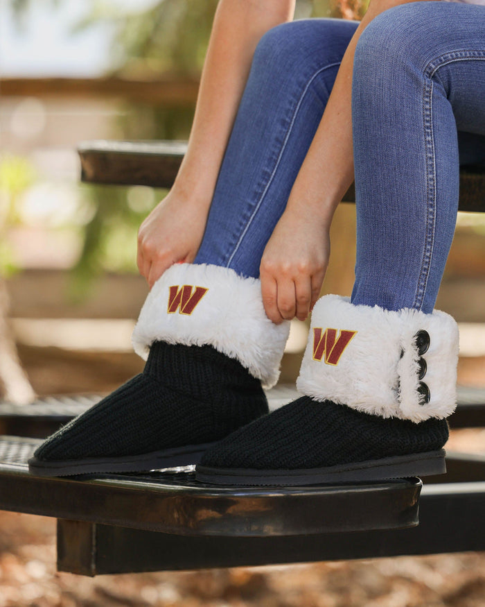 Washington Commanders Womens Knit High End Button Boot Slipper FOCO - FOCO.com